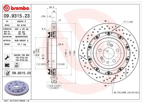 BREMBO Tarcza hamulcowa 09.9315.23