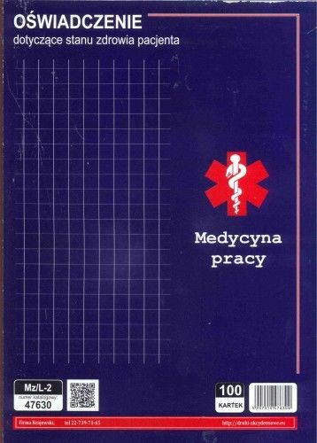 Firma krajewski Oświadczenie o stanie zdrowia [Mz/L-2] wzór 2019 Mz/L-2