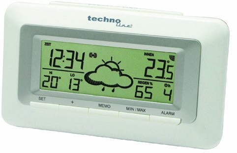 Technoline Odporny na warunki atmosferyczne bezpośrednio budzik WD 1080 z prognozą wskazanie temperatury wewnętrznej i odporny na warunki atmosferyczne 4029665010809