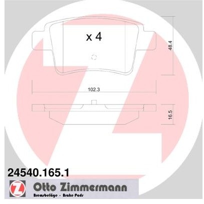 ZIMMERMANN Zestaw klocków hamulcowych, hamulce tarczowe 24540.165.1