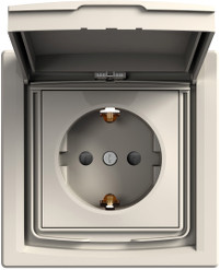 Schneider Asfora gniazdo hermetyczne Schuko podtynkowe pojedyncze IP44 kremowe EPH3100323