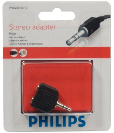Philips SWA 2551 W/10 Y-Adapter (2 X gniazdo 3,5 MM-1 X 3,5 MM wtyczka stereo) Czarny SWA2551W/10