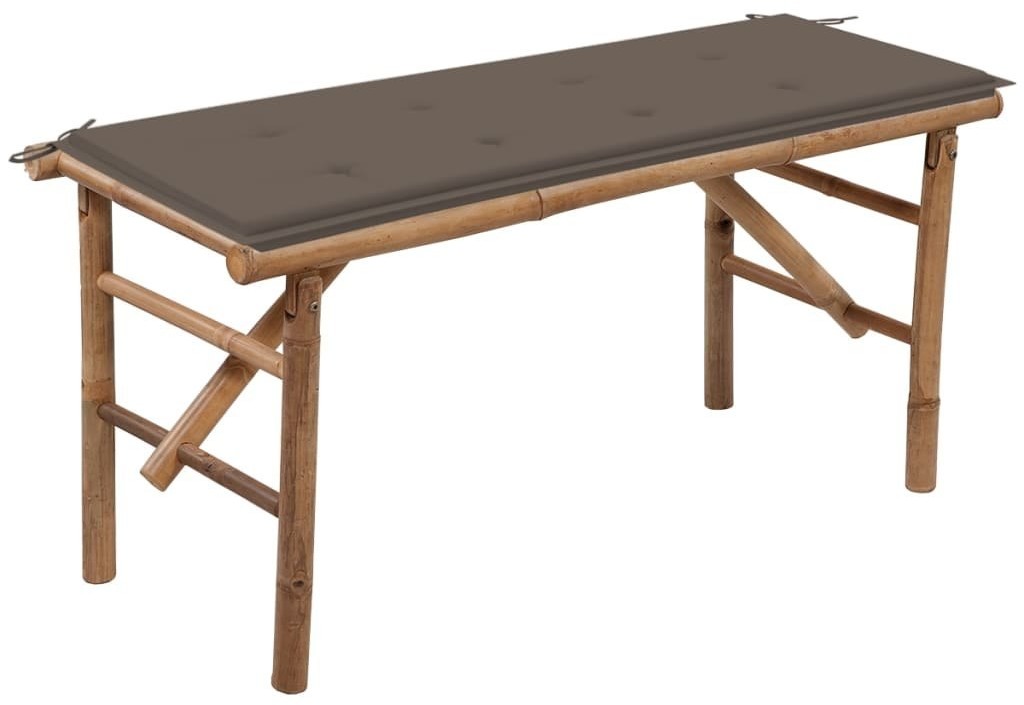 vidaXL Składana ławka ogrodowa z poduszką, 118 cm, bambusowa 3063857