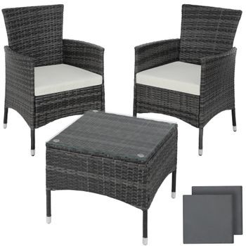 TecTake Zestaw mebli rattanowych Luzern szary 402864