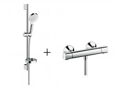 Hansgrohe 13122000 + 26553400 Ecostat Universal bateria termostatyczna prysznicowa 13122000 + Zestaw prysznicowy Crometta Vario Unica 0,65m z mydelniczką Casetta 26553400