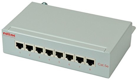 Roline Patchpanel Cat5e 8port grey switchboard wallmounting - 26.11.0304