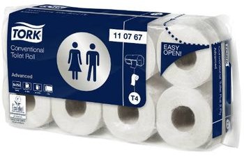 TORK Papier toaletowy w rolkach T4 Advanced 8 szt 2 warstwy 30 m biały makulatura 110767
