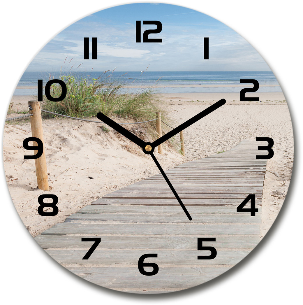 Zegar ścienny szklany okrągły Plaża