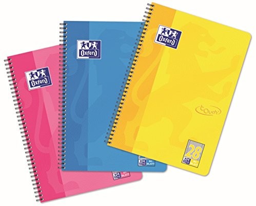 Oxford OXFORD blok do 400091925 Touch College 10er Pack w formacie DIN A4 80 arkuszy w kratkę z podwójnym marginesem w Różowy sortowane Niebieski Żółty notesem notebook notatnik blok do szkoły Brief bloku 400091925