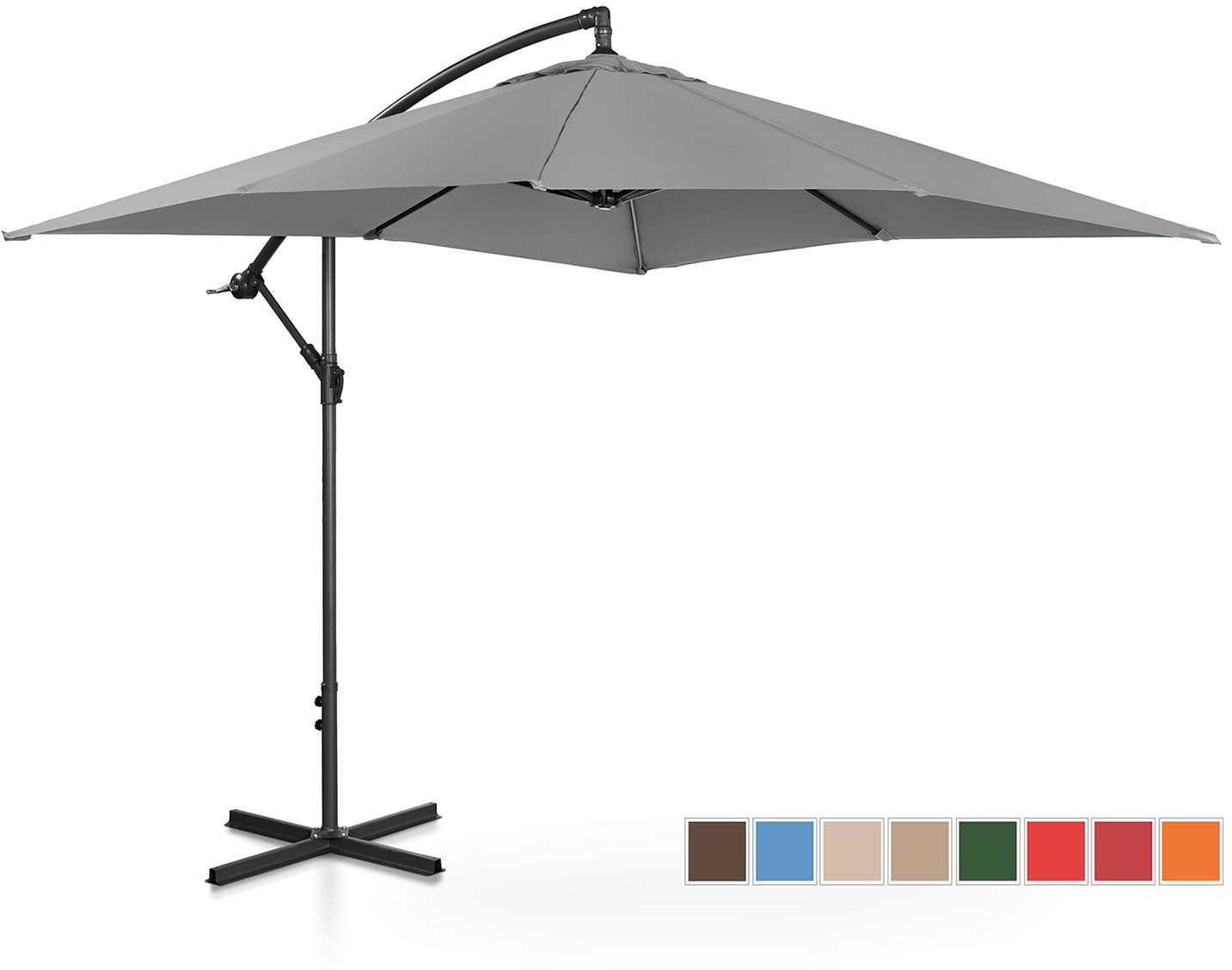 Uniprodo Parasol ogrodowy wiszący - 250 x 250 cm - ciemnoszary UNI_UMBRELLA_SQ250DG UNI_UMBRELLA_SQ250DG