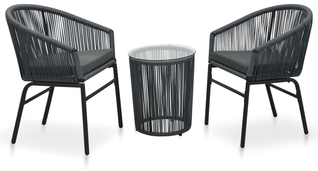 vidaXL 3-cz. zestaw mebli bistro z poduszkami, rattan PVC, antracyt