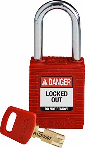 Brady SafeKey nylonowa kłódka, 38 mm x 84 mm x 19 mm, czerwona 754473611576