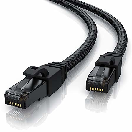 CSL-Computer CSL - 1m CAT 7 kabel sieciowy Black Series Gigabit Ethernet LAN kabel - płaszcz bawełniany - 1000 Mbits - kabel krosowy - Cat.7 kabel surowy S FTP PIMF z wtyczką RJ 45 - router modem gamingowym 722305065722