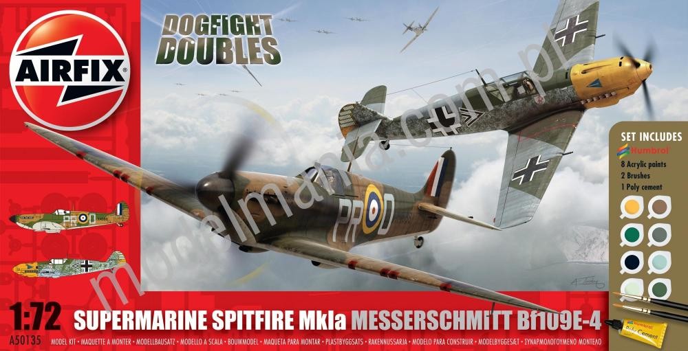 AirFix Zestaw Spitfire 1A / Messerschmitt Bf-109E (z farbami) 50135