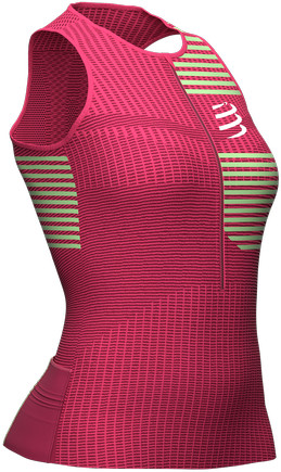 Compressport Triathlonowa koszulka kompresyjna damska TRI POSTURAL TANK TOP różowo-zielona