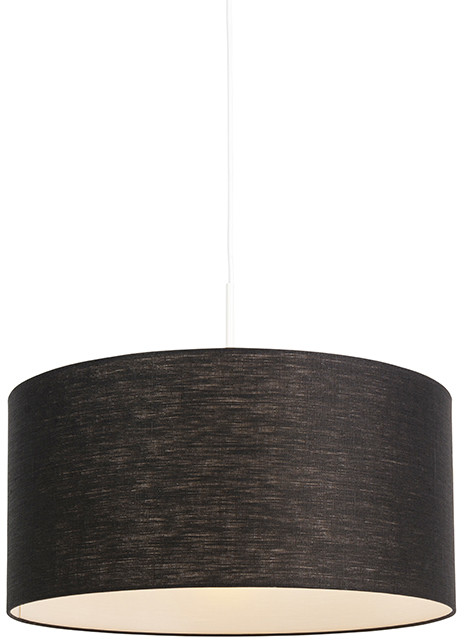 QAZQA Lampa wisząca biała klosz czarny 50cm - Combi