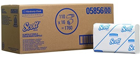 Scott SCOTT ręczniki do rąk, Slim paczką Fold, biały, 16 X 110 ściereczek, 1er Pack, 1 X 16 sztuki 5856