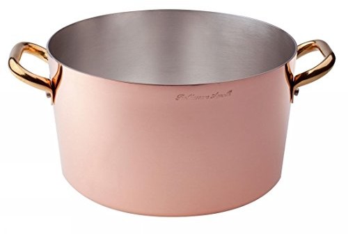 Pentole Agnelli pentole agnelli rondel wysoka, miedź ocynkowana, z 2 uchwytami w mosiądzu, kolor miedziany, 24 cm ALCU10424
