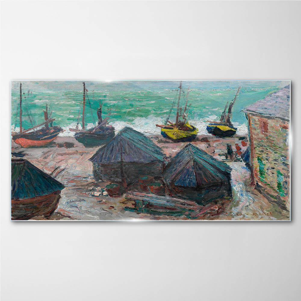 PL Coloray Obraz Szklany Łodzie na plaży Monet 140x70cm