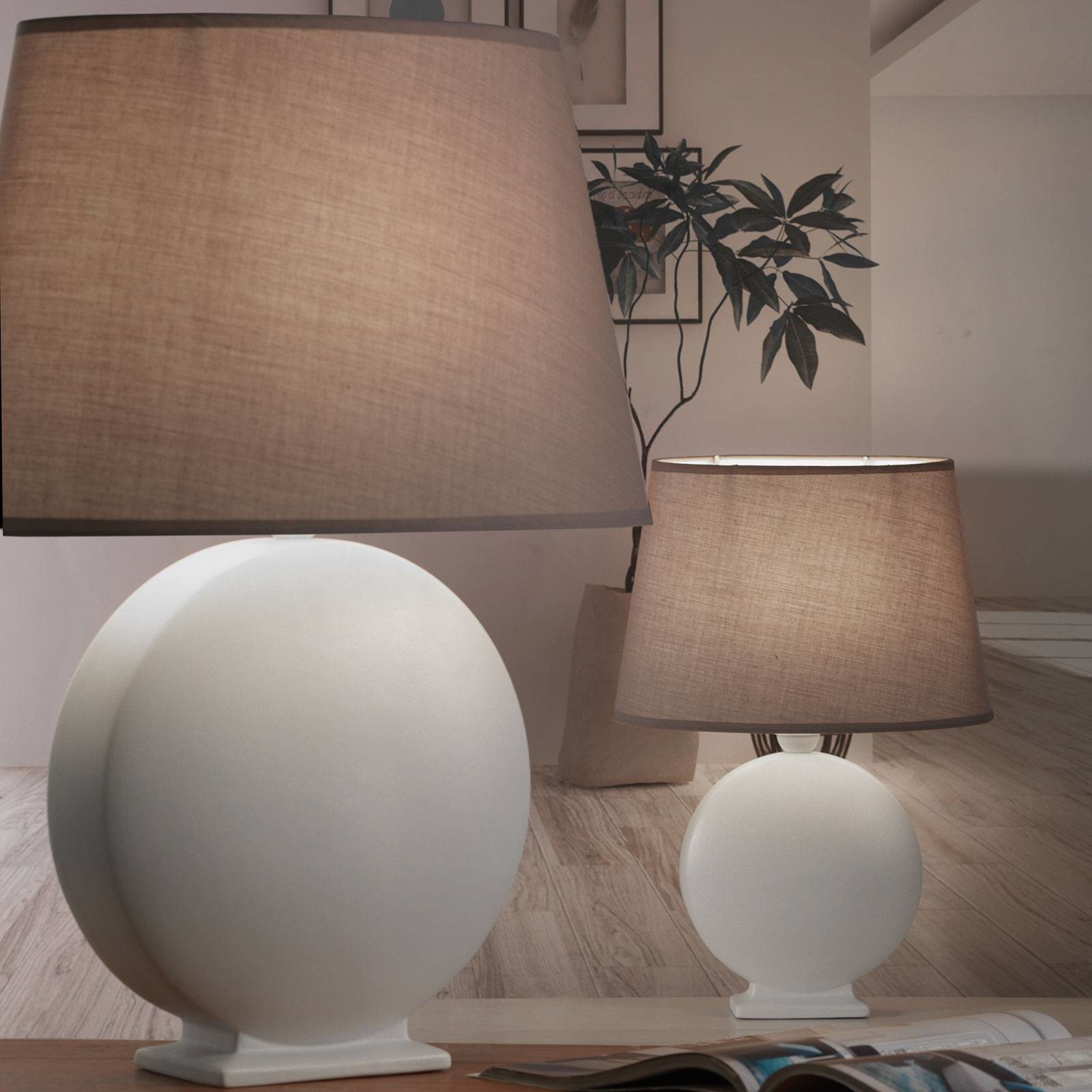 EULUNA Lampa stołowa Zen, klosz beżowy, ceramika, 60cm