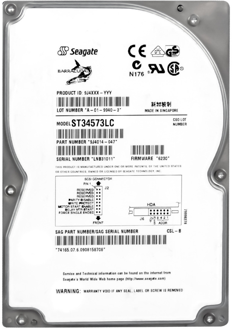 Seagate 4.5GB 7.2K Scsi 80-PIN 3.5'' ST34573LC