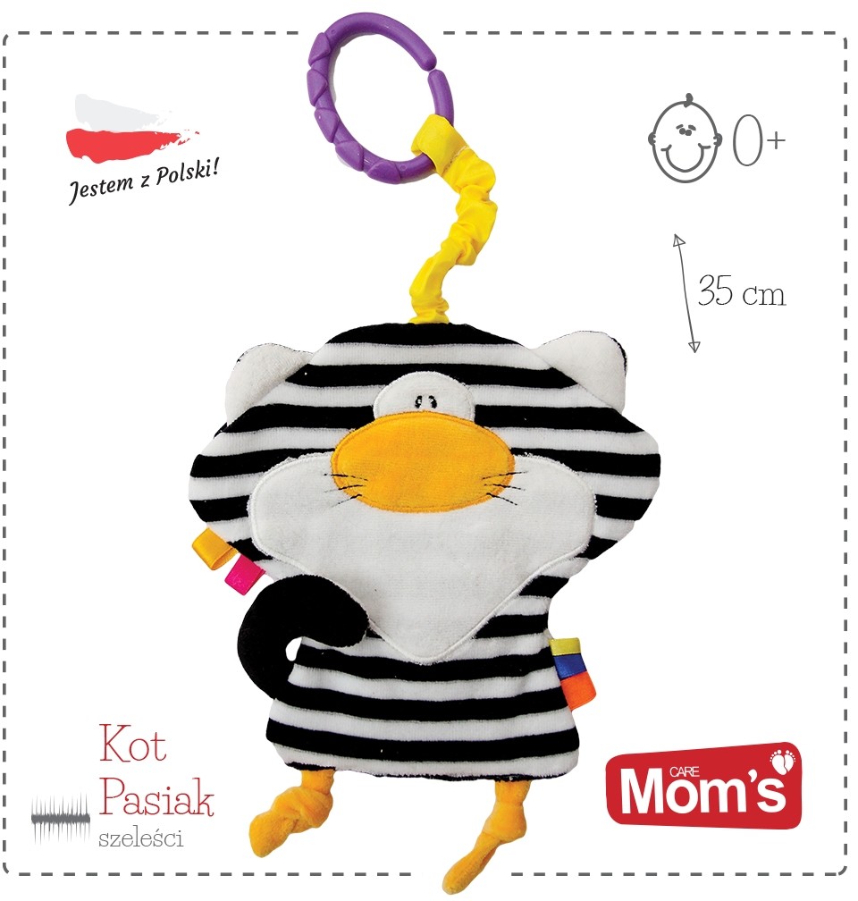 Hencz Toys Moms Care Kot biało-czarny szczeleścik zabawka niemowlęca