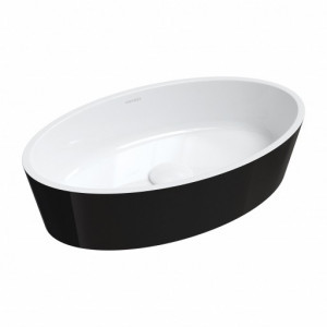 Omnires BARI500UNBCP BARI M+ Umywalka nablatowa 50 x 30 cm biały czarny połysk