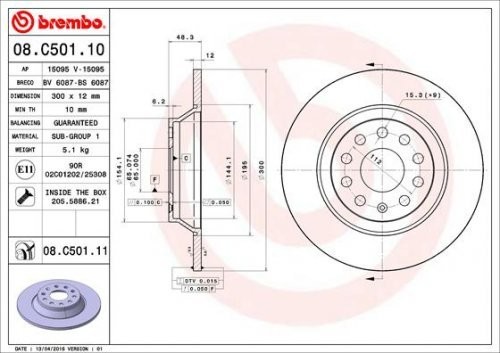 Brembo 08.c501.11 tarcze hamulcowe 08.C501.11