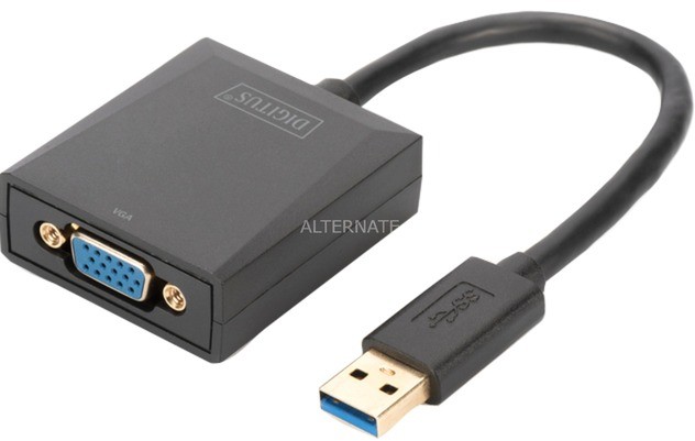 Digitus DA-70840 przejściówka USB 3.0 VGA Czarny, Adapter 4016032390725