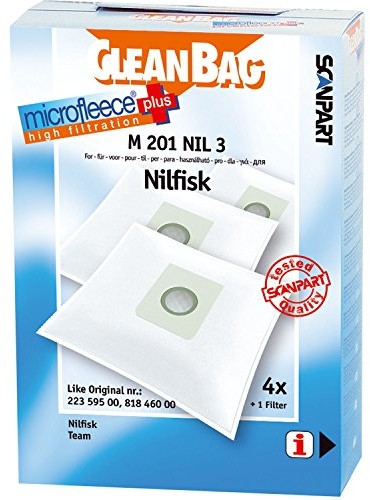 Cleanbag M 201 NIL 3 worków do odkurzacza, pasuje do 22359500,,,,, 81846000,,,,, 1470286500 M 201 NIL 3