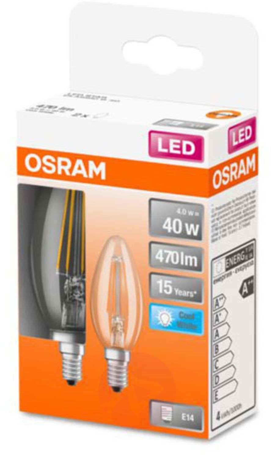 Osram Classic B żarówka LED E14 4W 4 000 K 2 szt.