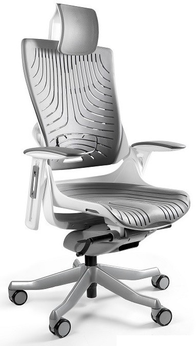 Unique Meble Fotel biurowy WAU 2 biały/elastomer tpe-8 szary