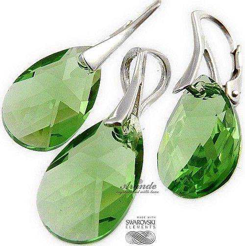 Arande SWAROVSKI zielony komplet PERIDOT SREBRO PROMOCJA 700146
