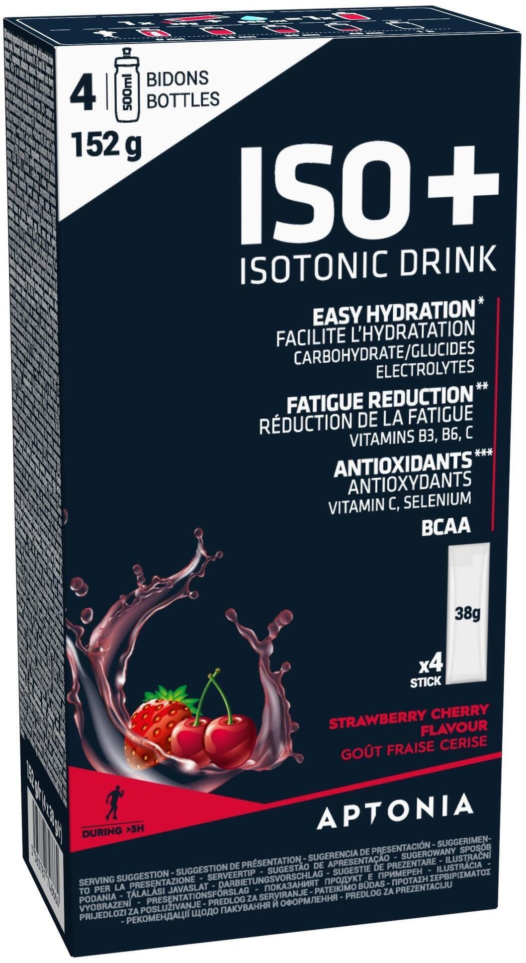 APTONIA Napój izotoniczny w proszku ISO+ truskawkowo-czereśniowy 4x38G Unisex  3583787748664