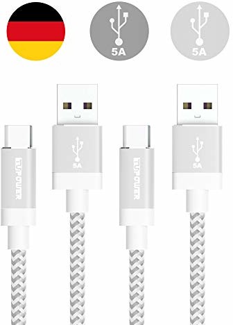 Huawei TUPower TUPower K22 kabel USB C Supercharge USB 2.0 1,8 m, 2 sztuki kabla do szybkiego ładowania: do Mate 20 Pro P30 Pro P20 Honor View 20 długości srebrny 4250979598701