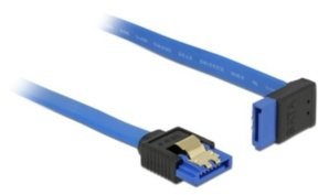 Delock Kabel SATA III 6Gb/s 100cm kątowy góra/prosto metalowe zatrzaski niebieski 84999
