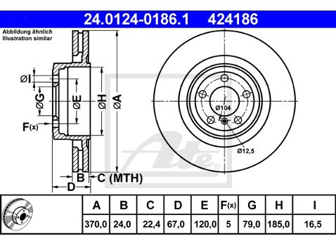 ATE TARCZA HAM 24.0124-0186.1 BMW E65, E66, E67 760I 03-  24.0124-0186.1
