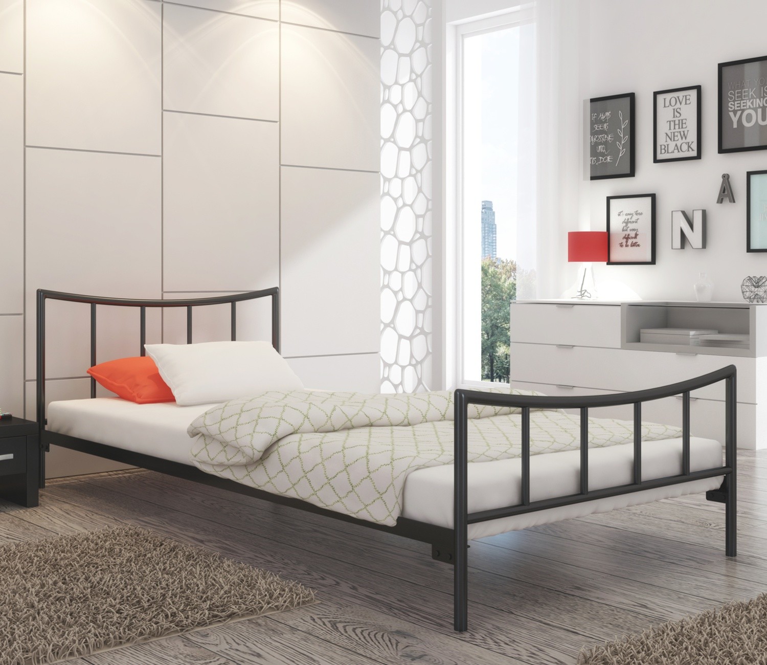 Lak System Łóżka metalowe Łóżko metalowe do sypialni 90x200 WZÓR 12 9020 (9020012)