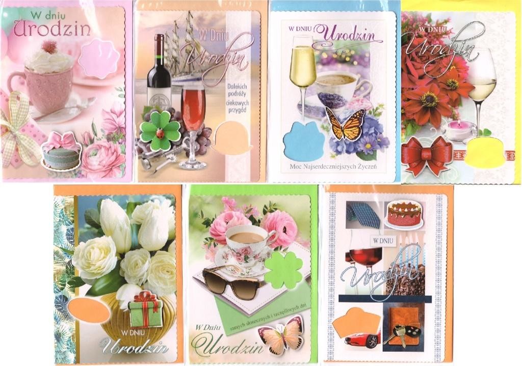 Top Graphic Karnet W dniu urodzin 10 szt mix