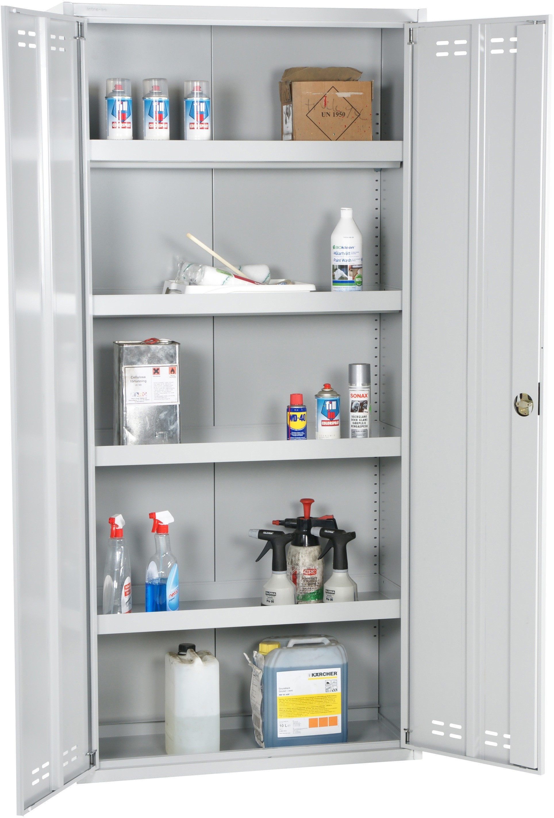 intra.se Swedmach Szafka Na Chemikalia 1950X920X420 Składana (Flatpack) 4 Półki Do 100 L. Manualne Szary 195 Cm X 92 Cm X 42 Cm