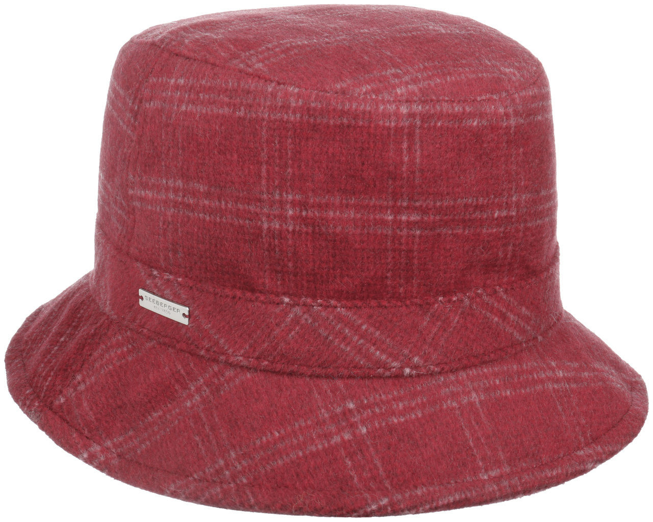 Seeberger Kapelusz Damski Check Bucket by ciemnoczerwony, One Size