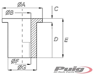 Puig 0715 N blok Silenblock, z nakrętką, M6, 25 sztuk 0715N