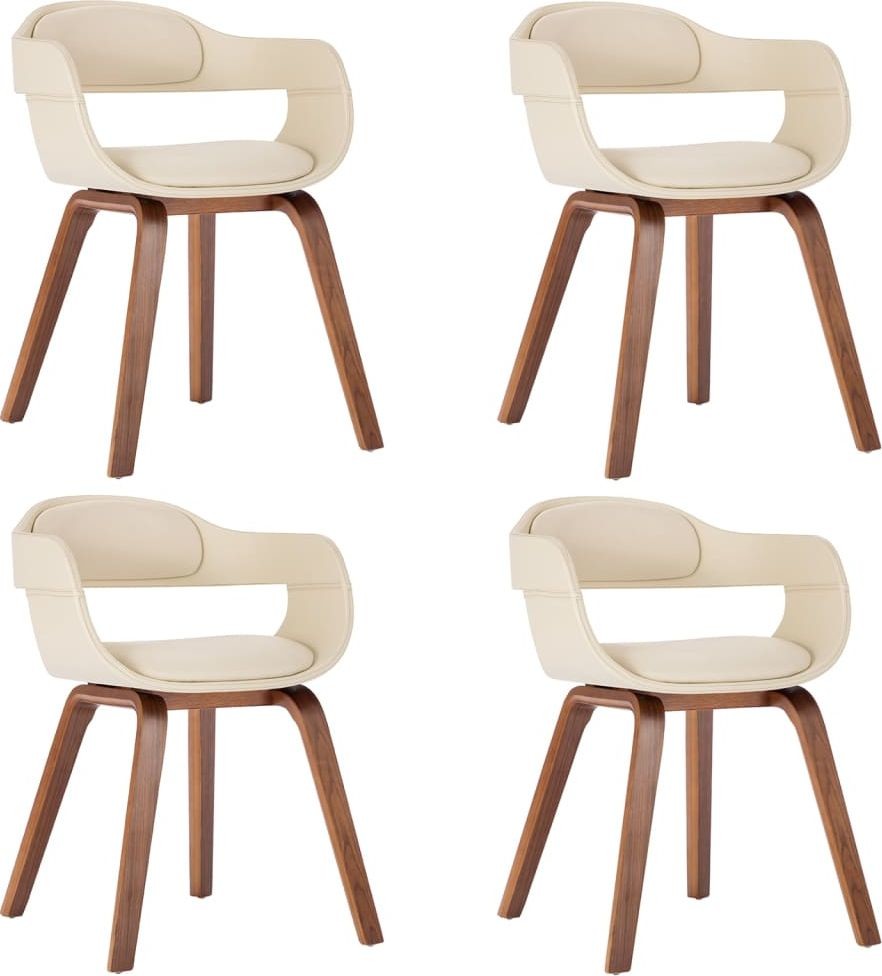 vidaXL Krzesła stołowe 4 szt. kremowe gięte drewno i sztuczna skóra 3092386