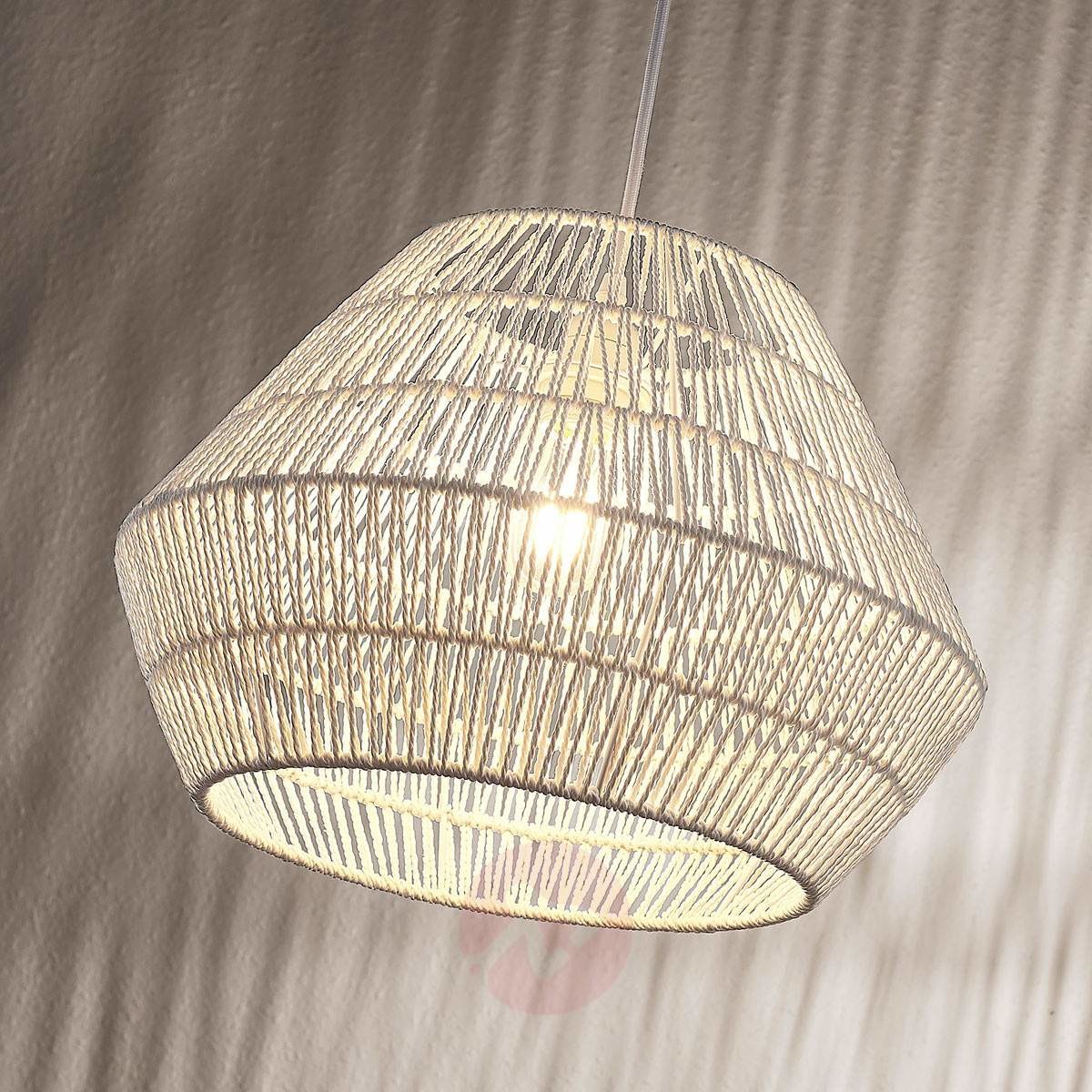 Lampenwelt com Lampa wisząca Ottavio, papierowa plecionka, biała