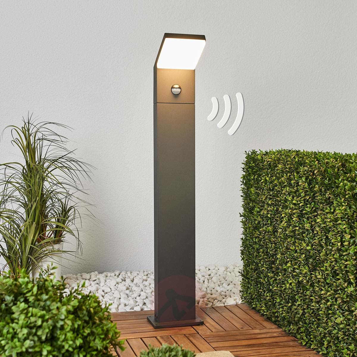 LAMPENWELT.COM Yolena, słupek oświetl z czujnikiem, LED, 100 cm