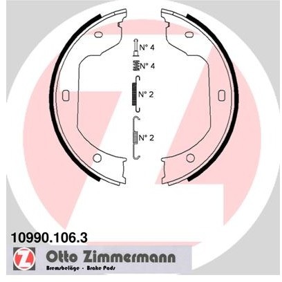 ZIMMERMANN Zesatw szczęk hamulcowych, hamulec postojowy 10990.106.3