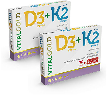 ALG PHARMA Alg Pharma K2 + D3 VitalGold 2x 40 tabs 80 tabs Dobra cena