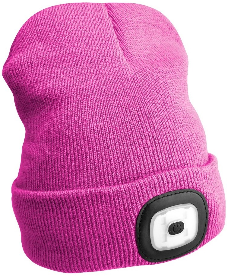 Sixtol Czapka z latarką czołową 45 lm, USB, uni, różowy