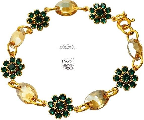 Swarovski Arande Piękna Bransoletka EMERALD GOLD FEEL 4195587366