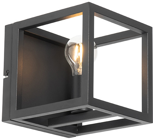 QAZQA Kinkiet przemysłowy czarny - Cage